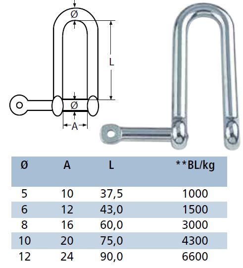 RVS D-sluiting onverliesbare pin lang