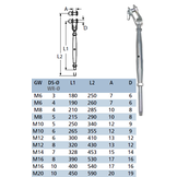 Spanschroef wantspanner met toggle en terminal RVS