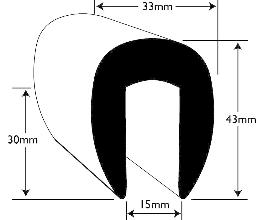 PVC Stootrand boot 15mm rand (Per meter)