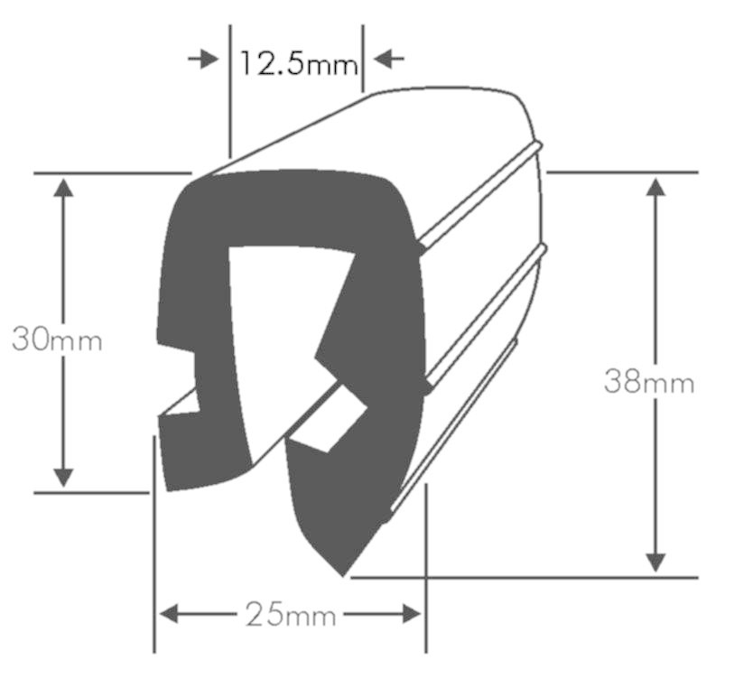 PVC Stootrand boot, type U 286 (Per meter)