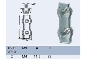 Duplex staaldraadklem RVS 2 mm / 20 stuks
