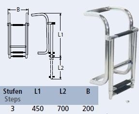 Zwemtrap voor montage aan de spiegel RVS