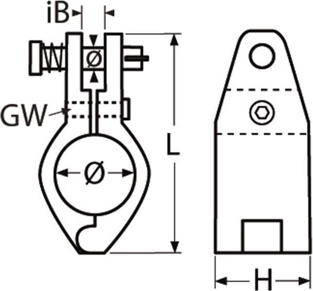 Middenstuk scharnierend voor biminitop & buiskap RVS