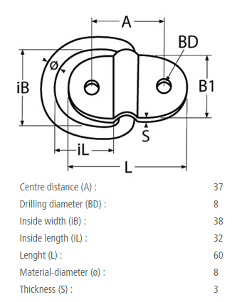 RVS grondplaat met klapbaar oog - RVS A4-AISI316