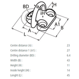 RVS montage plaat met D-ring - RVS A4-AISI316