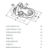 RVS montage plaat met dubbele D-ring - RVS A4-AISI316