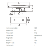 RVS kikker met binnendraad en aluminium contraplaat - Roestvrij staal A4 - AISI 316