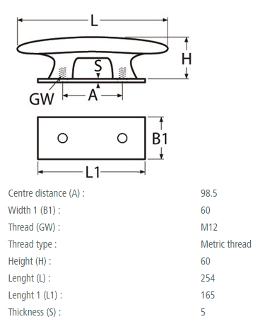 RVS kikker met binnendraad en aluminium contraplaat - Roestvrij staal A4 - AISI 316