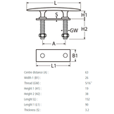 RVS kikker met draadeind en aluminium contraplaat - Roestvrij staal A4 - AISI 316