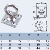 RVS Dekoog met draaibaar oog en vierkante grondplaat