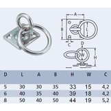 RVS Dekoog met ring en vierkante grondplaat