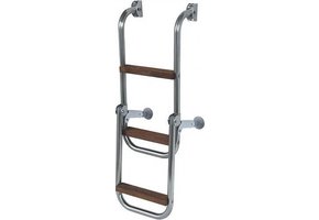 RVS opklapbare zwemtrap met houten treden