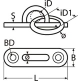 RVS Dekoog met ring en langwerpige grondplaat