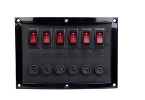 12V schakelpaneel horizontaal met 6 schakelaars