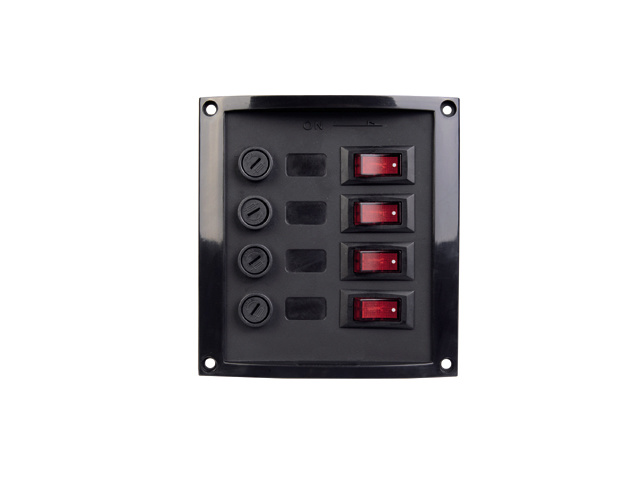 12 Volt Schakelpaneel verticaal met 4 schakelaars