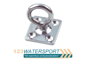 RVS Dekoog met draaibaar oog en vierkante grondplaat