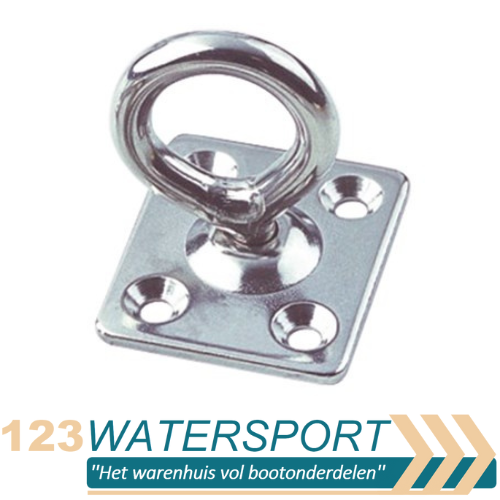 RVS Dekoog met draaibaar oog en vierkante grondplaat