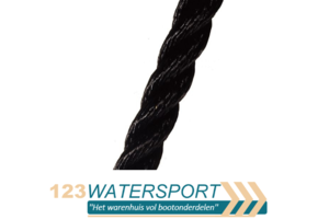 Polyester landvast ankerlijn - zwart (Per meter)