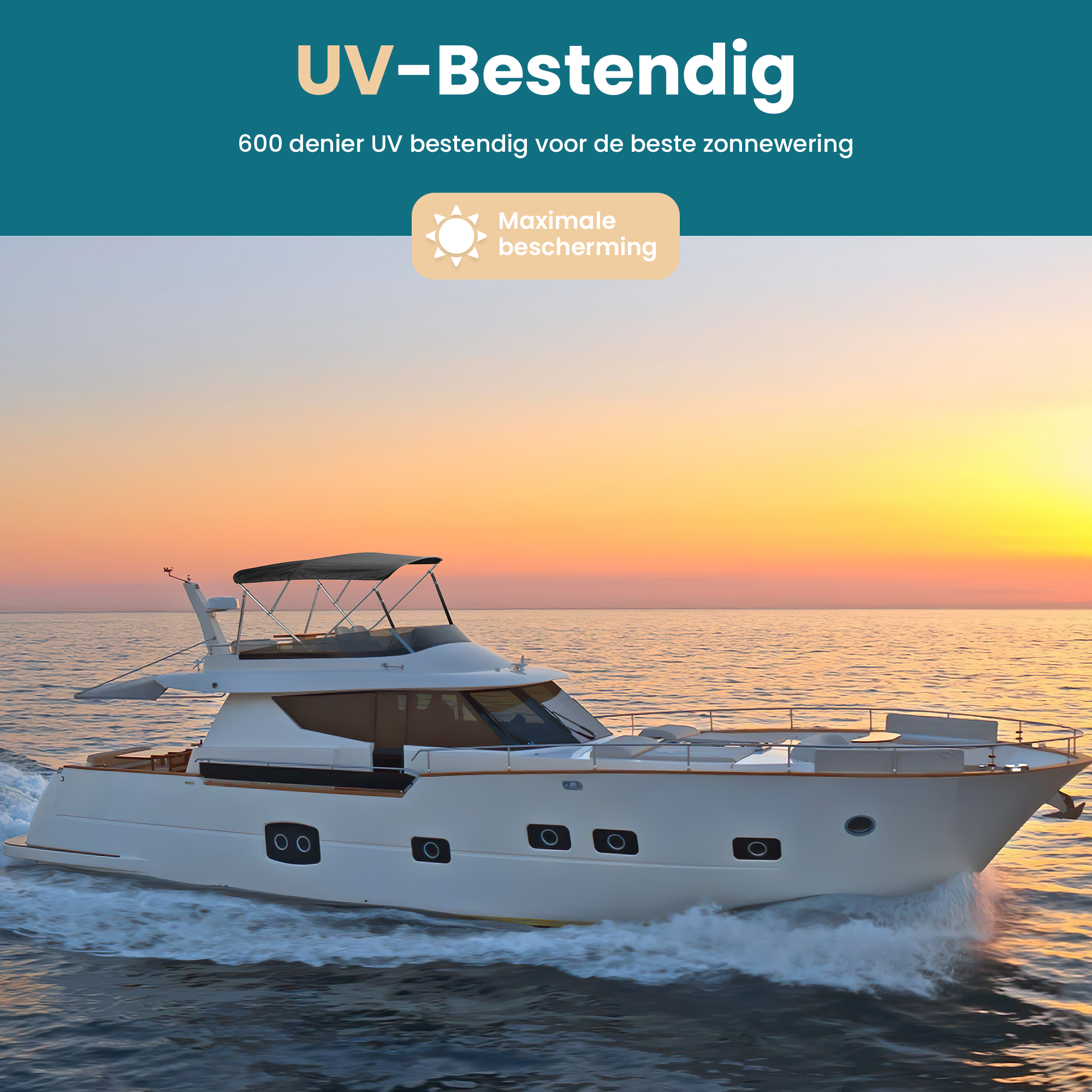RVS 3-boogs biminitop - Breedte 185 <> 198 cm - Hoogte 117 cm