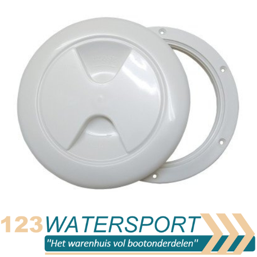 Ronde witte inspectiedeksels boot