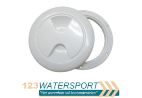 Ronde witte inspectiedeksels boot
