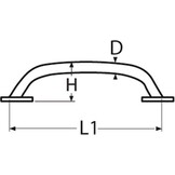 RVS  Handgreep met voetplaat - Lengte 250 mm