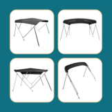 Biminitop | RVS 3-boogs | Breedte 185 <> 198 cm - Hoogte 137 cm