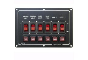 Horizontaal schakelpaneel 12 V met 6 schakelaars