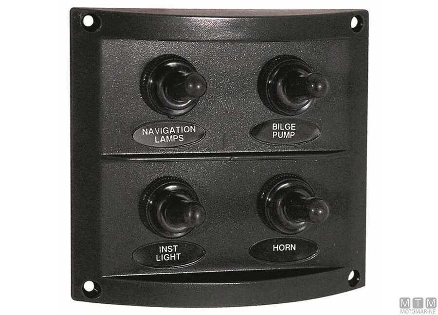 Boot schakelaar 12V met 4 waterdichte tuimelschakelaars