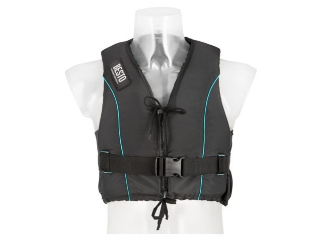 Dinghy Zipper zwemvest zwart met aqua bies