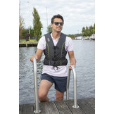 Dinghy Zipper zwemvest zwart met gele bies