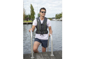 Dinghy Zipper zwemvest zwart met gele bies