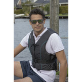 Dinghy Zipper zwemvest zwart met aqua bies