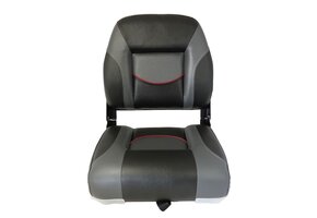 Bootstoel - lage rug - klapstoel - zwart/antraciet met rode bies