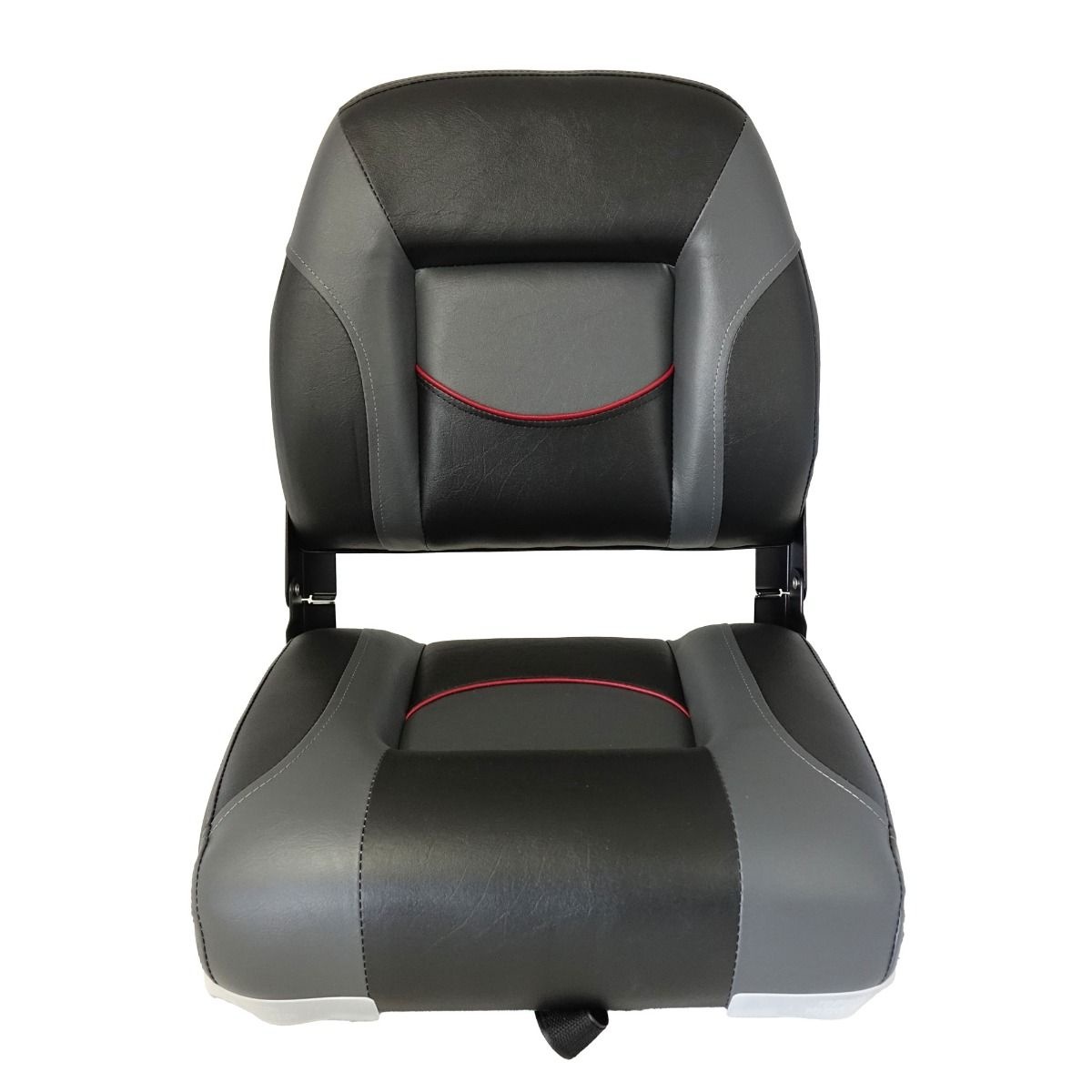 Bootstoel - lage rug - klapstoel - zwart/antraciet met rode bies