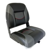 Bootstoel - lage rug - klapstoel - zwart/antraciet met rode bies