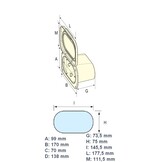 Opbergluik voor accessoires, ovaal, met deksel - 111,5 x 177,5 x 73,5 mm - wit