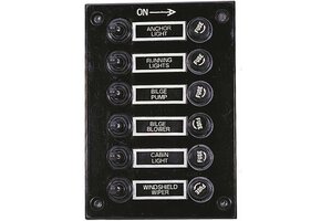 Boot schakelaar 12V met 6 waterdichte tuimelschakelaars