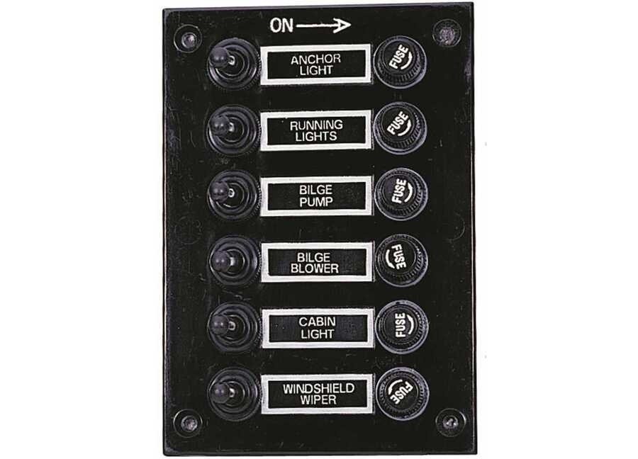Boot schakelaar 12V met 6 waterdichte tuimelschakelaars