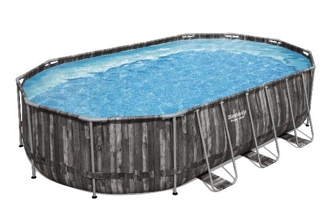 Zwembad steel pro max - hout look - ovaal 610x366x122 cm
