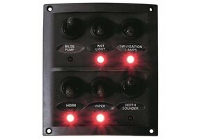 Boot schakelaar 12V met 6 waterdichte tuimelschakelaars  / LED