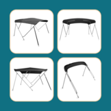 Biminitop basic | RVS 3-boogs | Breedte 185 <> 198 cm - Hoogte 117 cm