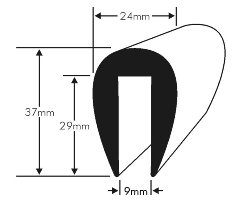 PVC Stootrand boot 9mm rand (Per meter)