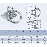 RVS Dekoog met ring en rechthoekige grondplaat