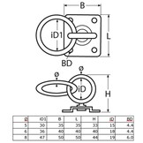 RVS Dekoog met ring en vierkante grondplaat