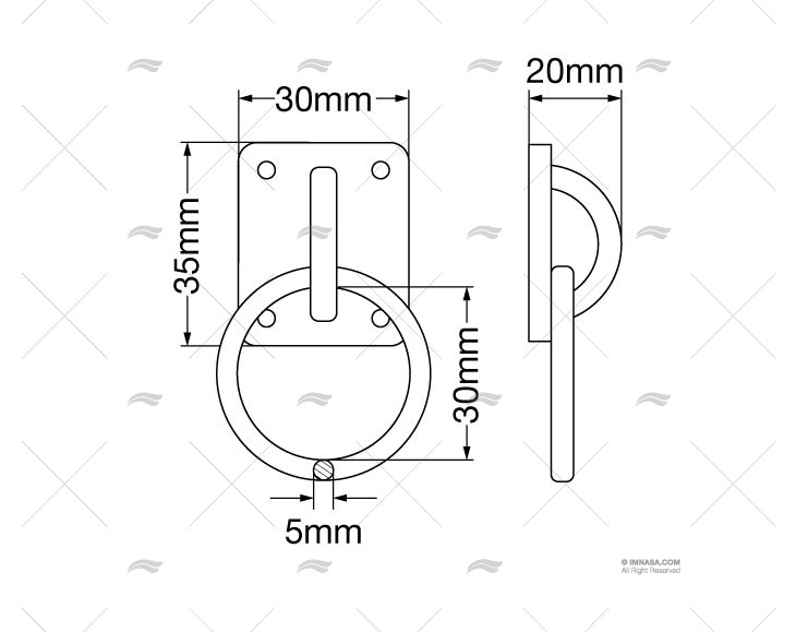 RVS Dekoog met ring en vierkante grondplaat