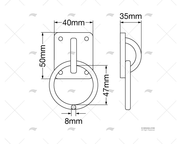 RVS Dekoog met ring en vierkante grondplaat