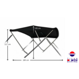 Aluminium  biminitop black edition - 3-boogs - Breedte 170 <> 182 cm - Hoogte 117 cm