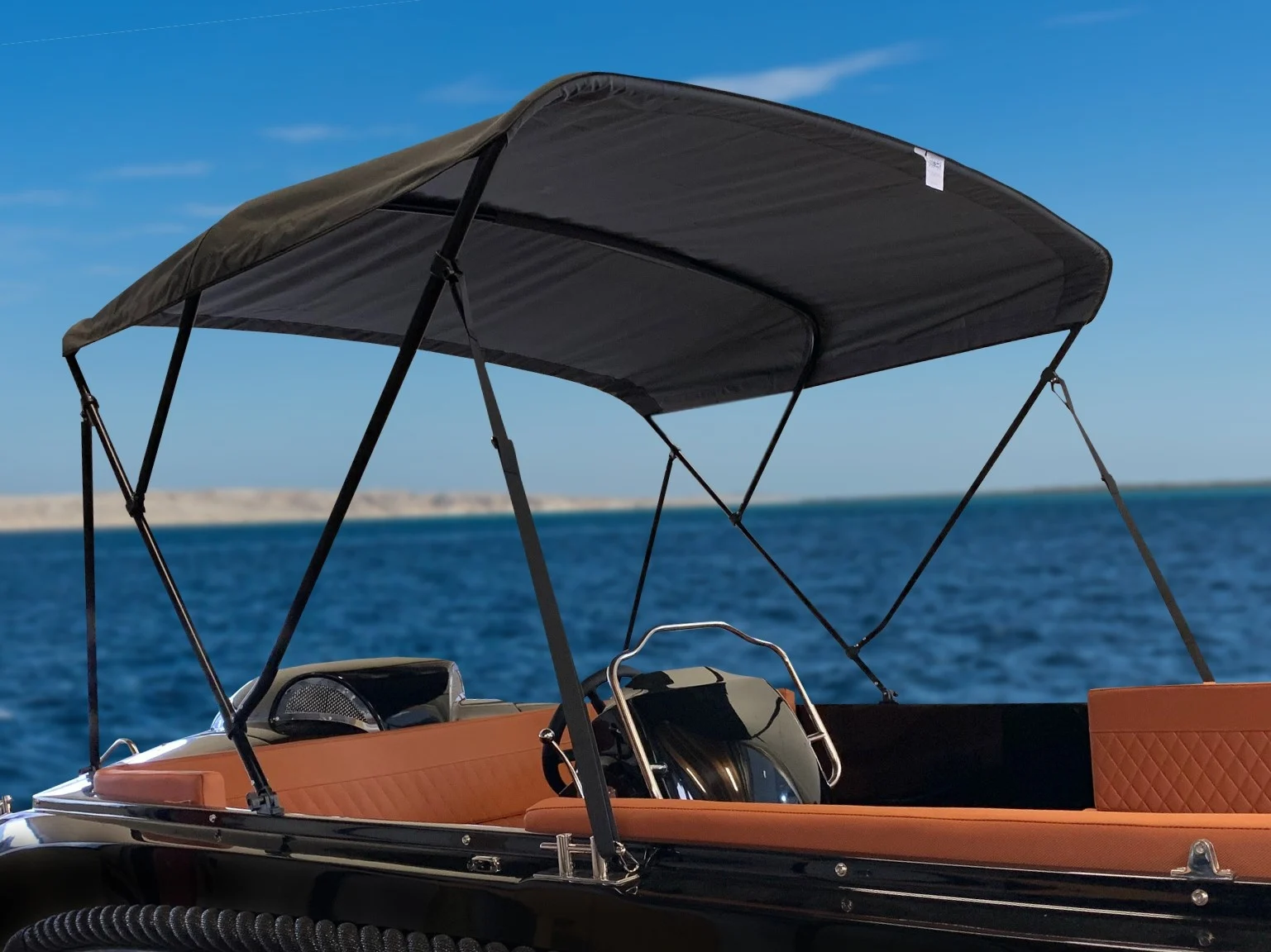 Aluminium  biminitop black edition - 3-boogs - Breedte 185 <> 198 cm - Hoogte 117 cm