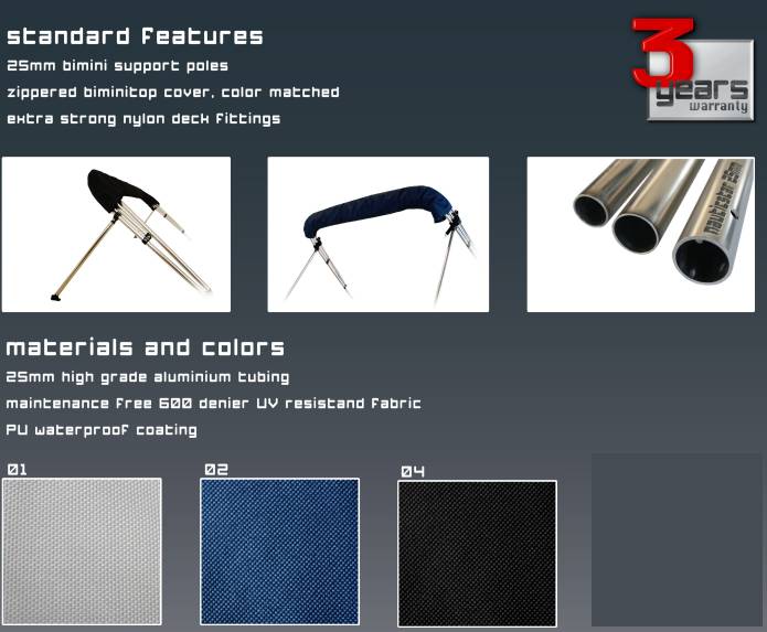 Biminitop basic | RVS 4-boogs | Breedte 231 <> 243 cm - Hoogte 137 cm